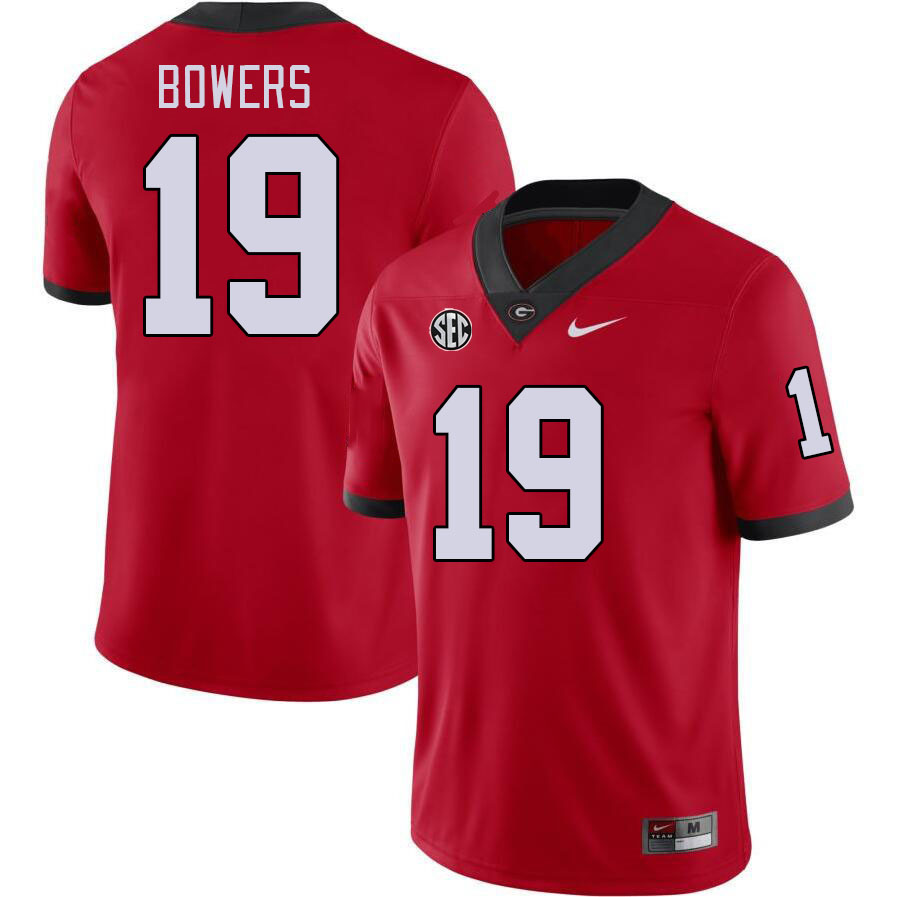 Men #19 Brock Bowers Georgia Bulldogs College Football Jerseys Stitched-Red - Click Image to Close
